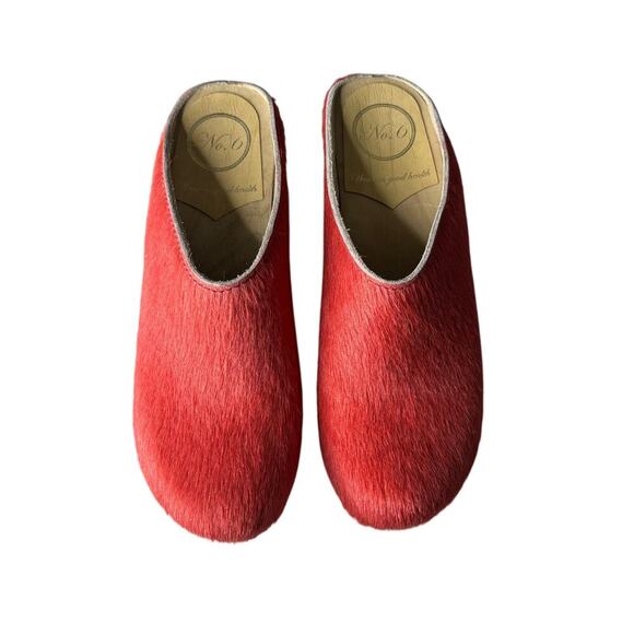 No. 6 Pony Hair Wedge Clogs Red Size 7 - Picture 3 of 5